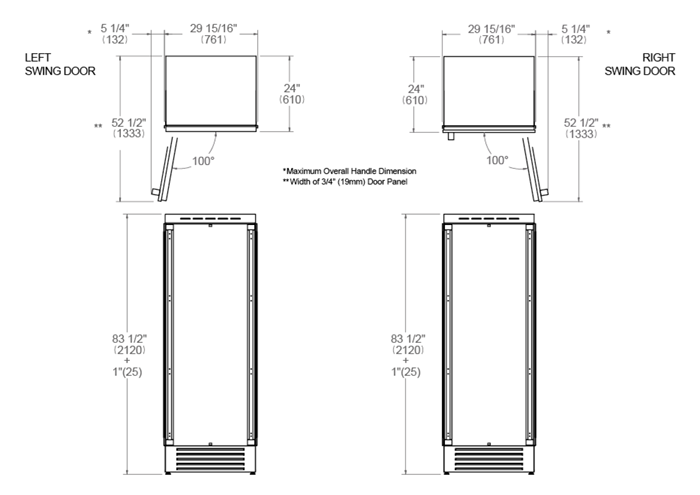 30 Built-in Refrigerator Column Panel Ready | Bertazzoni